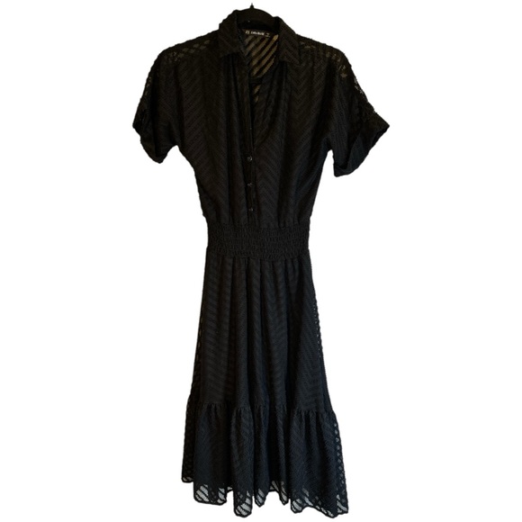 Zara Black Textured Midi Dress - Picture 6 of 9